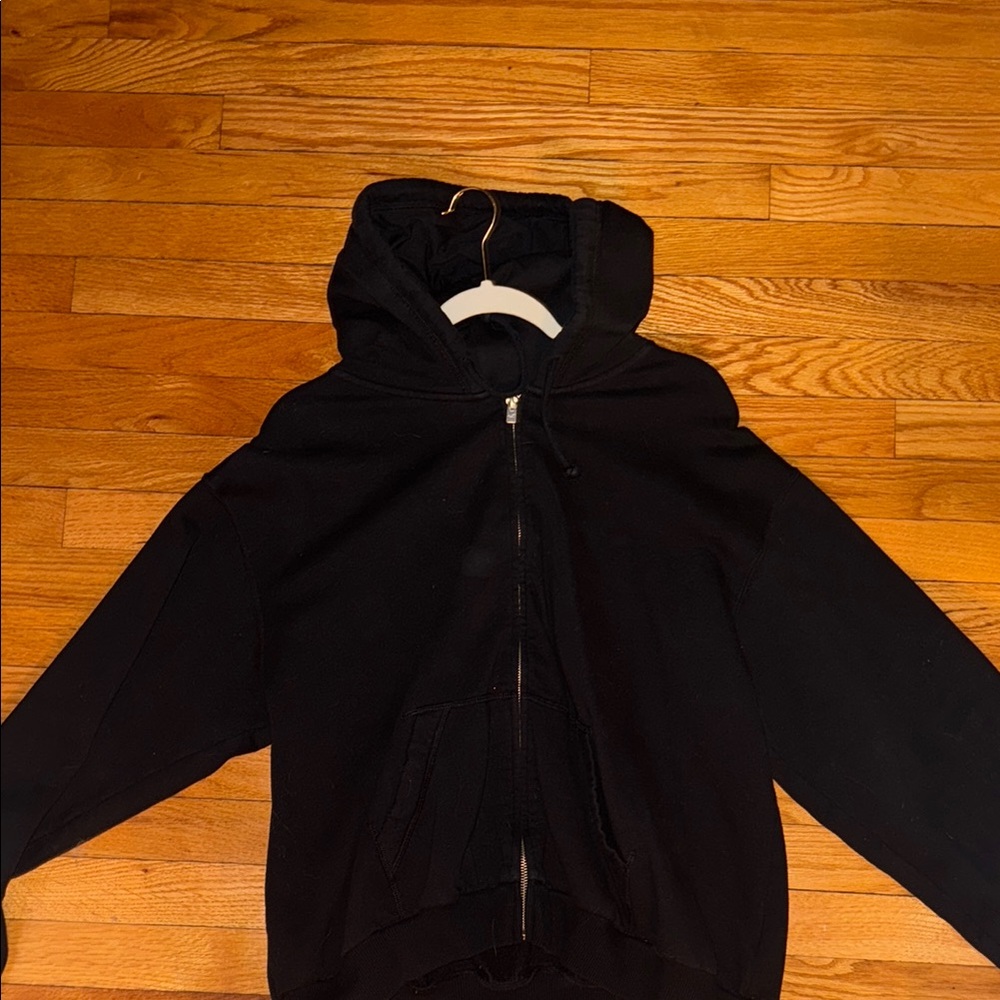 Hollister Black Hooded Jacket with Long Sleeves and Full-Length Zipper